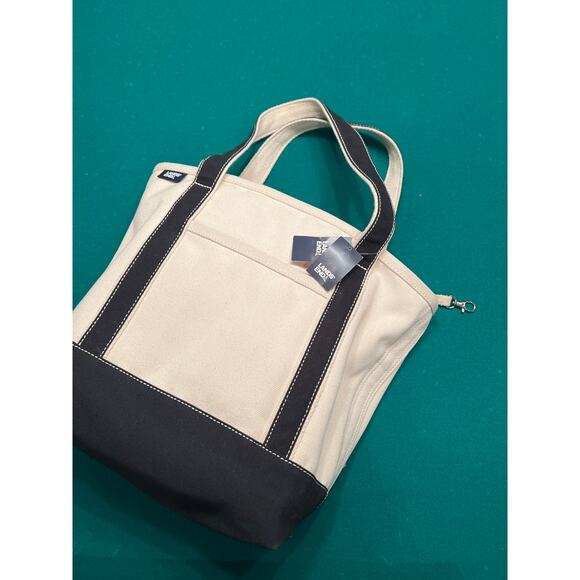 NWT Lands End Canvas Tote Bag Boat Style Medium 17 H x13.5.x 5.75 Black Trim - Picture 5 of 9